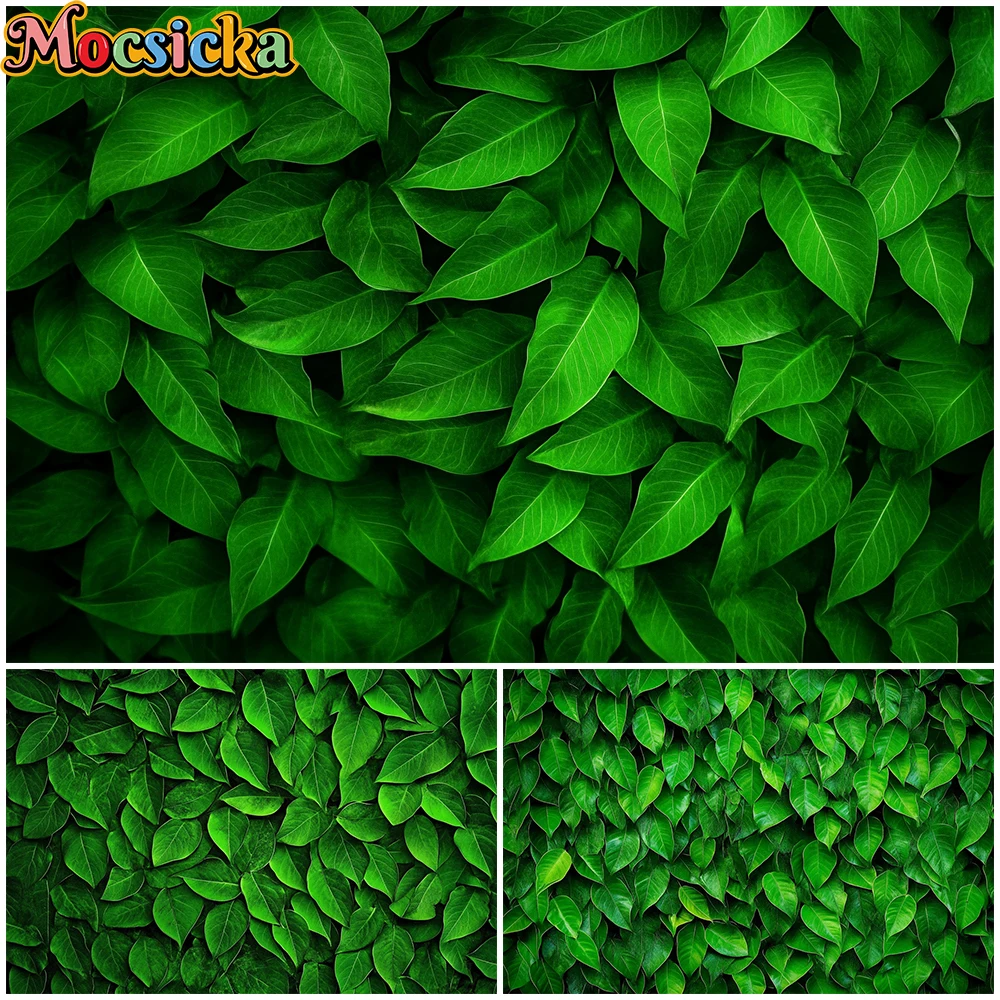 

Mocsicka Green Leaf Background Photography Wallpaper Wall Photo Paper Birthday Wedding Decoration Backdrop Shooting Props Banner