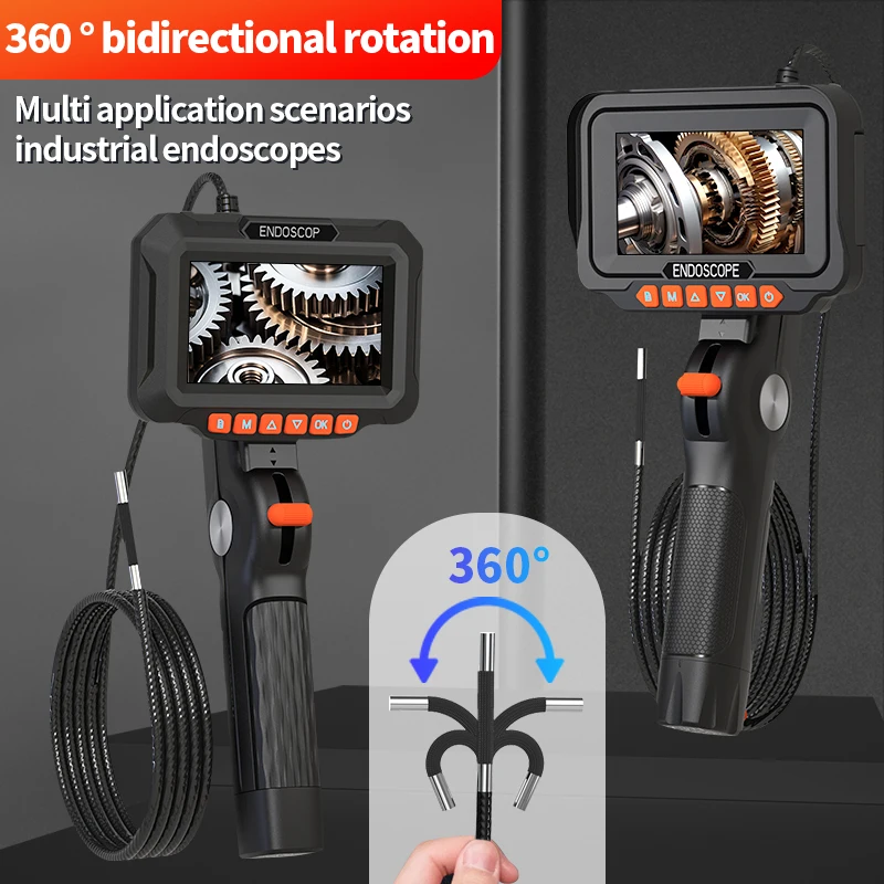 

4.3Inch 2MP 1080P 6mm 360Degree Articulate Rotating Steering Handheld Industrial Endoscope Inspection Microscope Camera