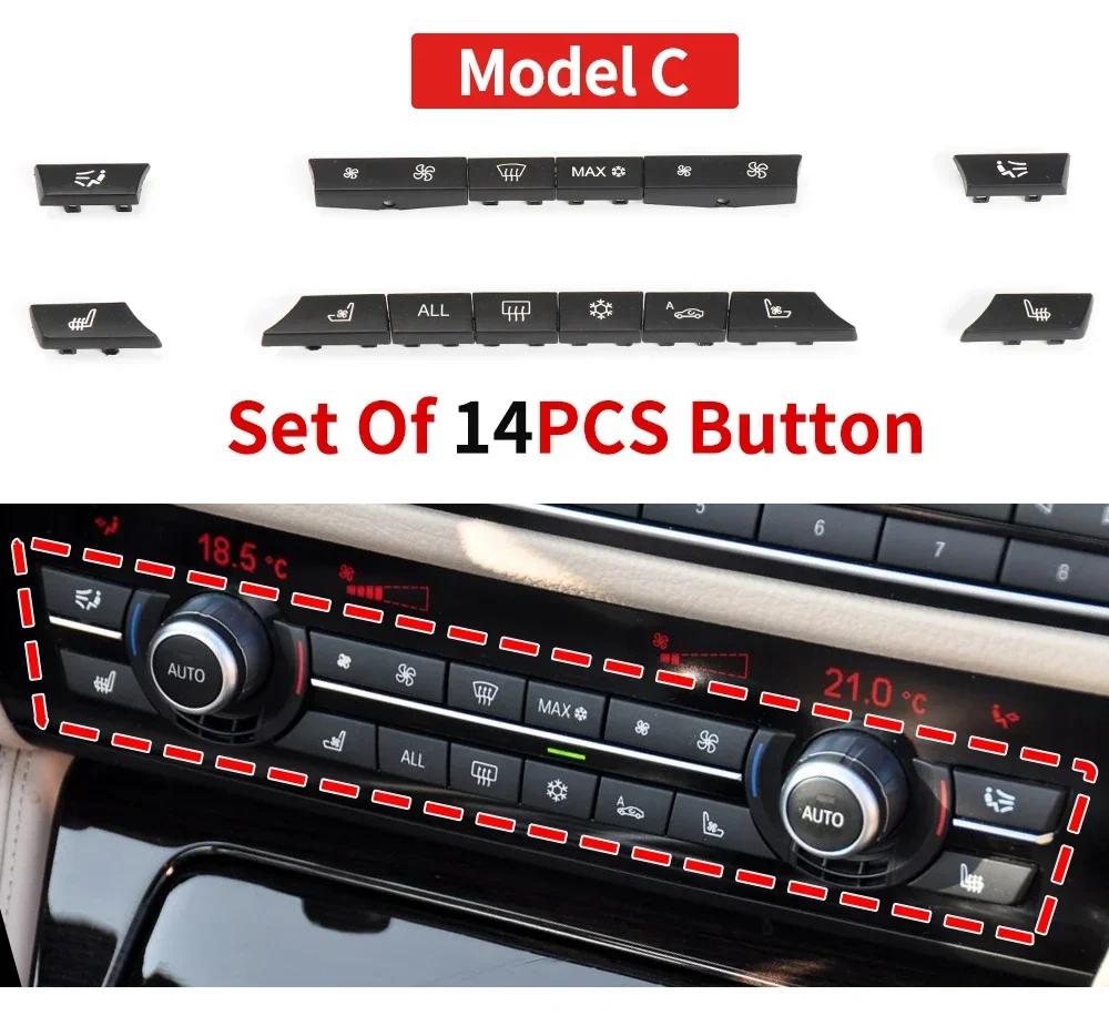 11/12/14 stücke Dashboard Klimaanlage AC Taste Heizung Schalter Abdeckung Für BMW 5 6 7 Serie X5 X6 f10 F18 F06 F12 F01 F02 F15 F16 – Detail 5