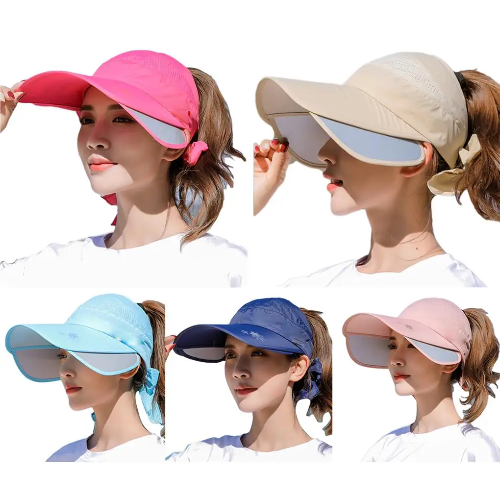 Women Retractable Visor Hat Summer Sun Riding Outdoor Sport Cap UV Sun Hat Woman Beach Hat