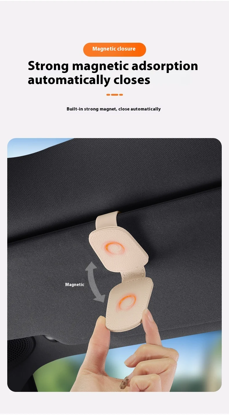 2-teiliger Sonnenbrillenhalter, geeignet für Auto-Sonnenschutz, magnetischer Sonnenbrillenclip aus Leder und Ticketclip, Auto-Sonnenschutz-Zubehör – Detail 9