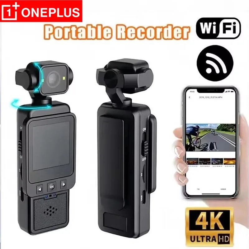OnePlus Portable Recorder Waterproof Action Cam With Front LCD Touch Rear Screens 4K 1080P Ultra HD Video 180° screen rotation