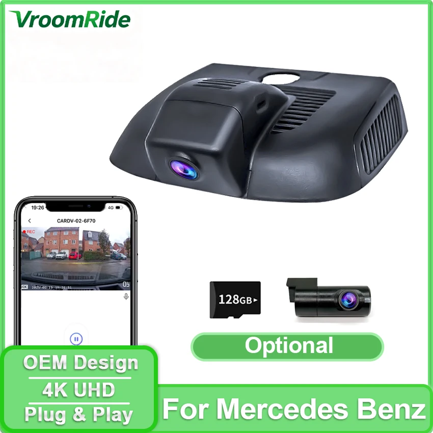 4K HD 2160P Plug and Play Dashcam WIFi Car DVR For Mercedes Benz GLB35 GLB 250 GLA200, EQA EQB260 2021 2022 With APP Control