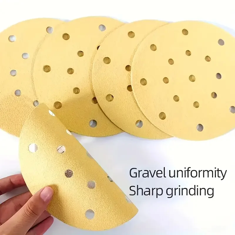10Pcs 6 Inch 150mm 17-well Dry Abrasive Paper Auto Paint Putty Polishing Round Flocking Abrasive