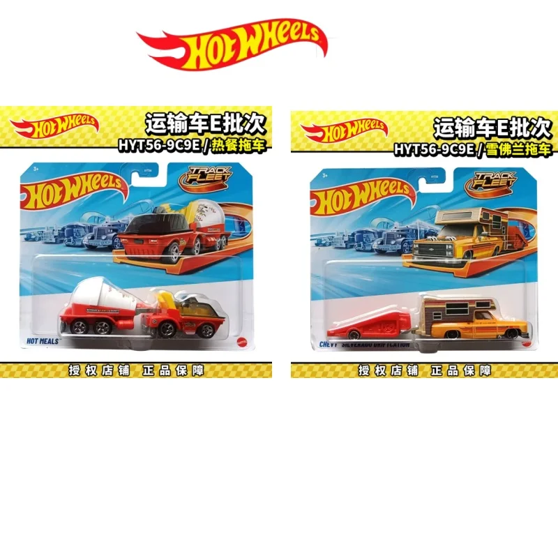 Hot Wheels Semi Twin Mill HYT56 Track Fleet, Camión de Transporte de Autos de Aleación Fundida a Presión, Modelo de Auto de Juguete Coleccionable para Coleccionistas