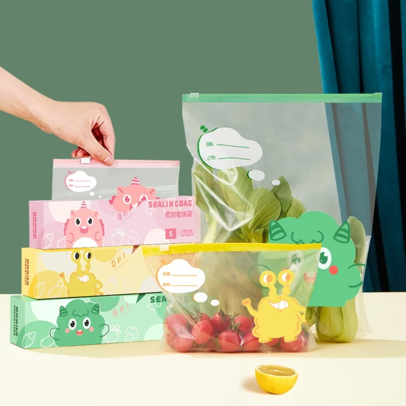 Sealed Bag Food Grade Refrigerator Storage Sub-packing Bag Nut Self-sealing Dense Plastic Bag Zipper Fresh-keeping Bag Household