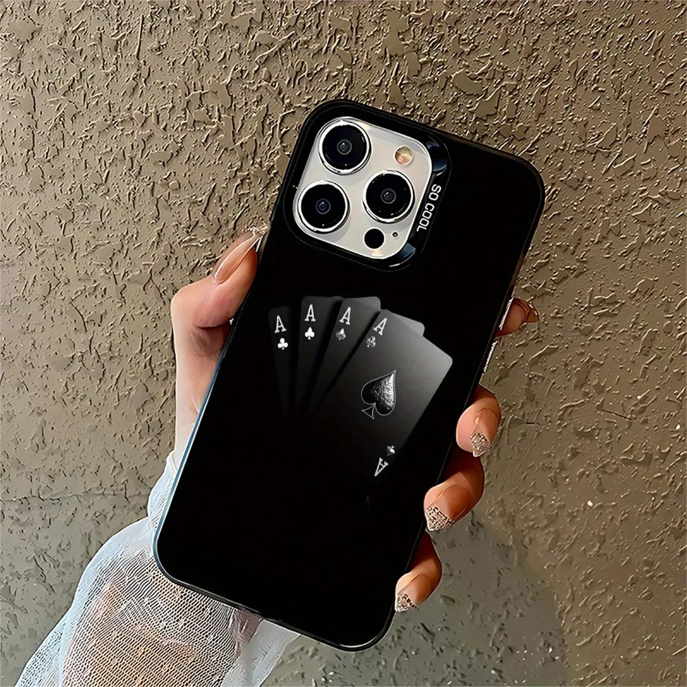 

Chess and card design phone case for iPhone 16 15 14 13 12 11 Pro/ Max/Plus shock-proof rear cover anti-fingerprint