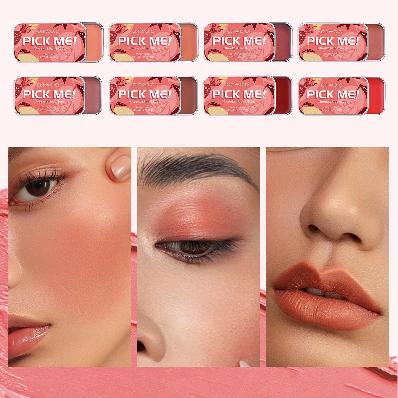 Tavolozza riparatrice per rossetto 3 in 1, ombretto, fard, crema Rouge