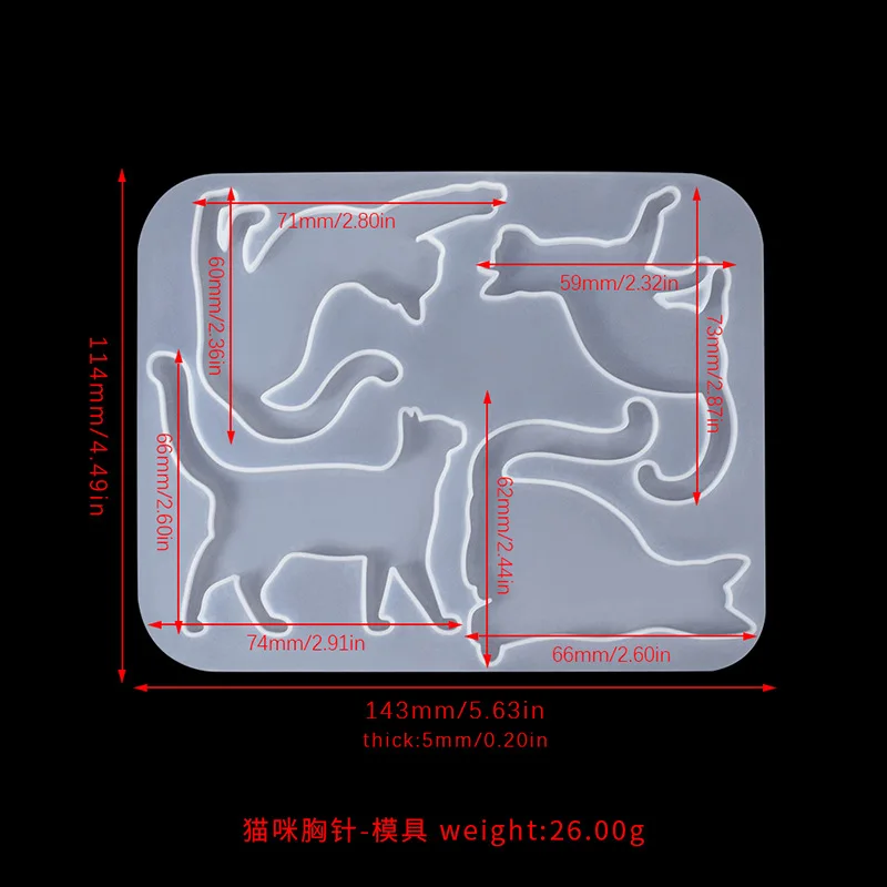 DIY Cat Clothing Bags Pendant Earrings Jewelry Crystal Epoxy Resin Mold Kitten Brooch Silicone Mold