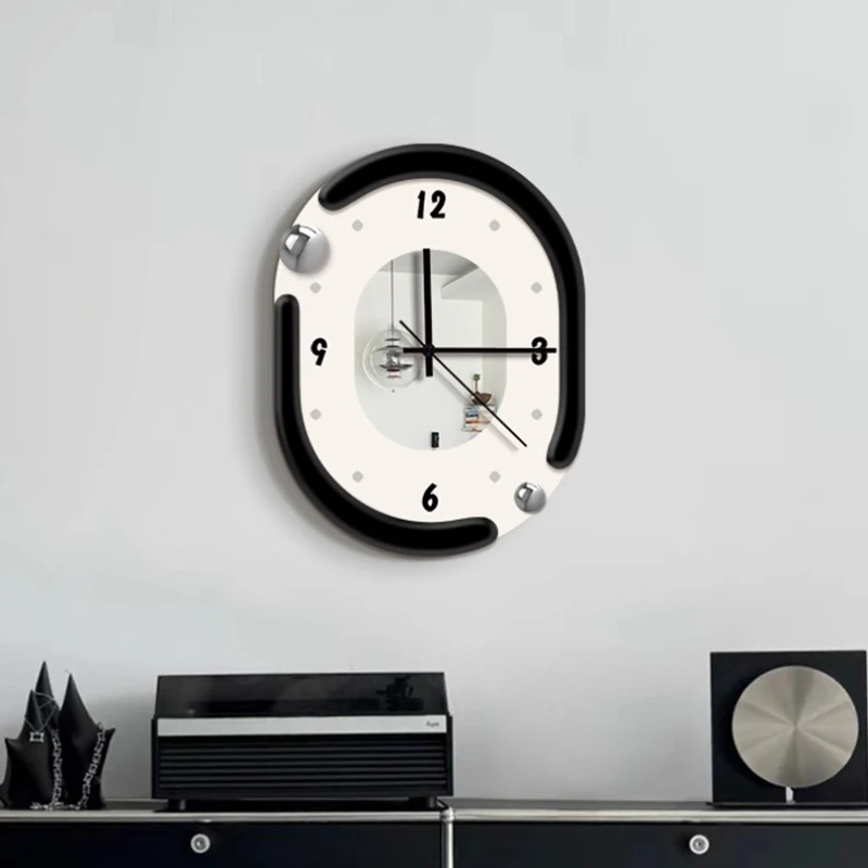 

ins Wind Living Room Wall Clock Restaurant Mirror Surface Quartz Clock Mural Watch Bedroom Mute Digital Clock Room Decorations