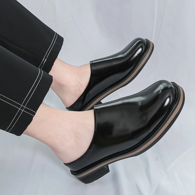 

Модные мужские лоферы из искусственной кожи, нескользящая дышащая уличная повседневная офисная обувь без шнуровки, полутапочки, лоферы, обувь