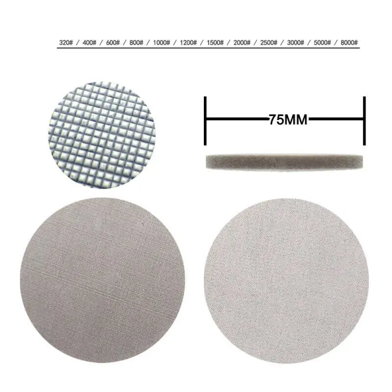 2 인치 50mm/3Inch 75mm 후크 및 루프 폼 샌딩 디스크 스폰지 샌드페이퍼 폴리싱 패드 모든 그릿 320-8000 자동차 용 알루미늄 산화물