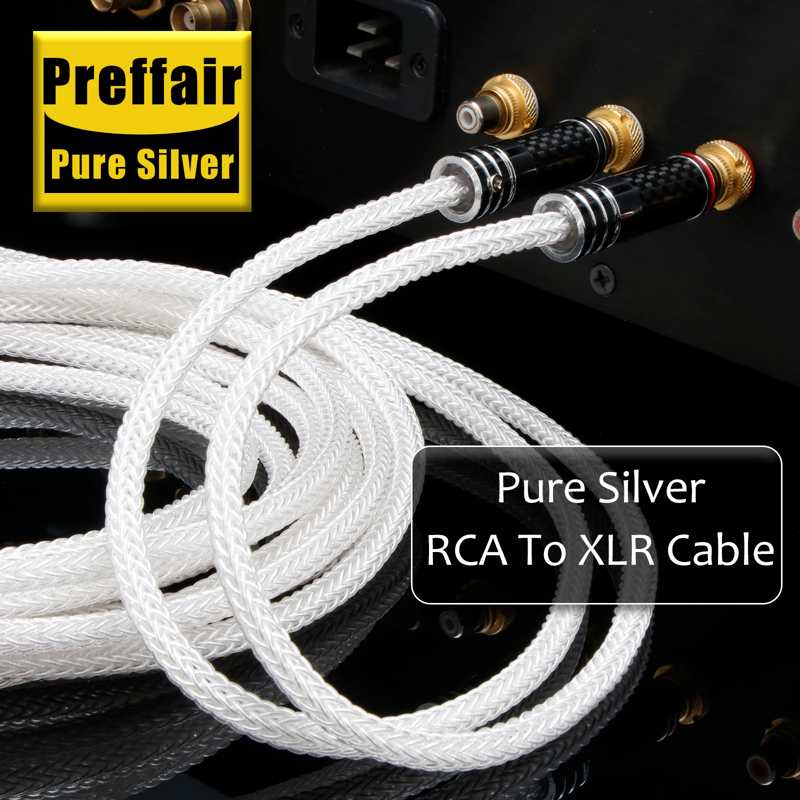 Pure Sillver RCA to XLR Audio Cable 16cores Audiophile rca to xlr male/female with carbon fiber rhodium plated plug for Speaker