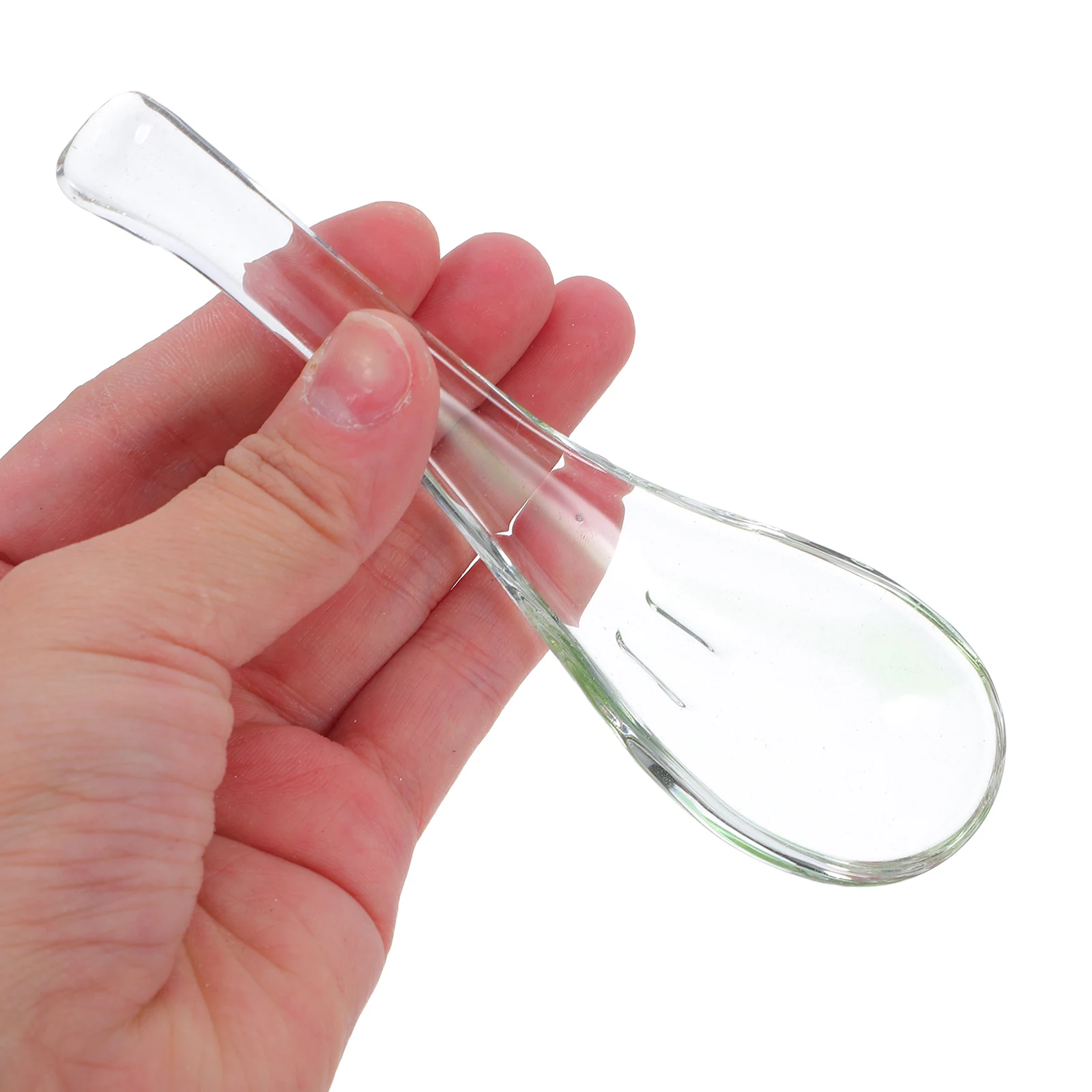 

Heat Resistant Clear Glass Spoon Elegant Design Home Kitchen Utensil Ergonomic Grip Small Serving Dessert Soup Hot Chocolate