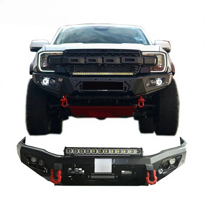 High Quality Steel Front Bumper Bar With LED Light And Shackle Pickup Upgrade Facelift Exterior Modified Accessories Fit for Mul