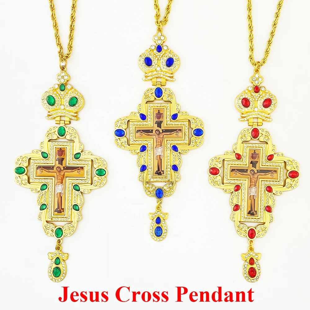 Brustkreuz Orthodoxe Jesus-Halskette Katholisches Kruzifix Brustkreuz Goldanhänger Kreuzkette Religiöser Schmuck крест кулон – Detail 1