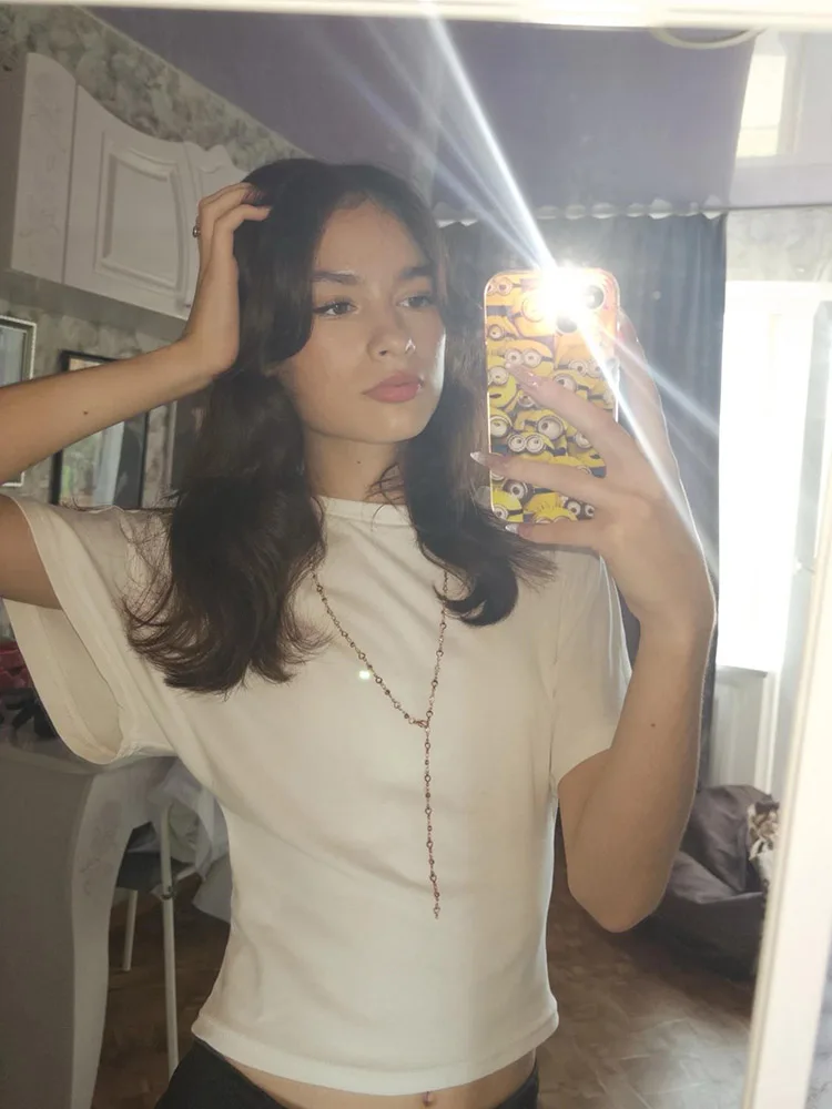 Gray Cropped T-Shir… - image