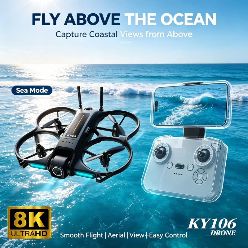 New KY106 Drone 8K Aerial HD Intelligent Avoiding Obstacle with Larger Screen Remote Control Folding Brushless Power GPS Drone