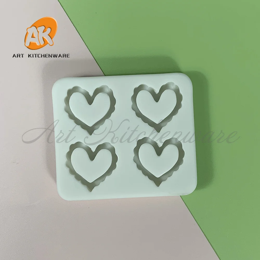 Fashion Hearts Silicone Fondant Mold Happy Birthday Cake Decorating Silicone Soap Moulds Cupcake Decorations Bakeware