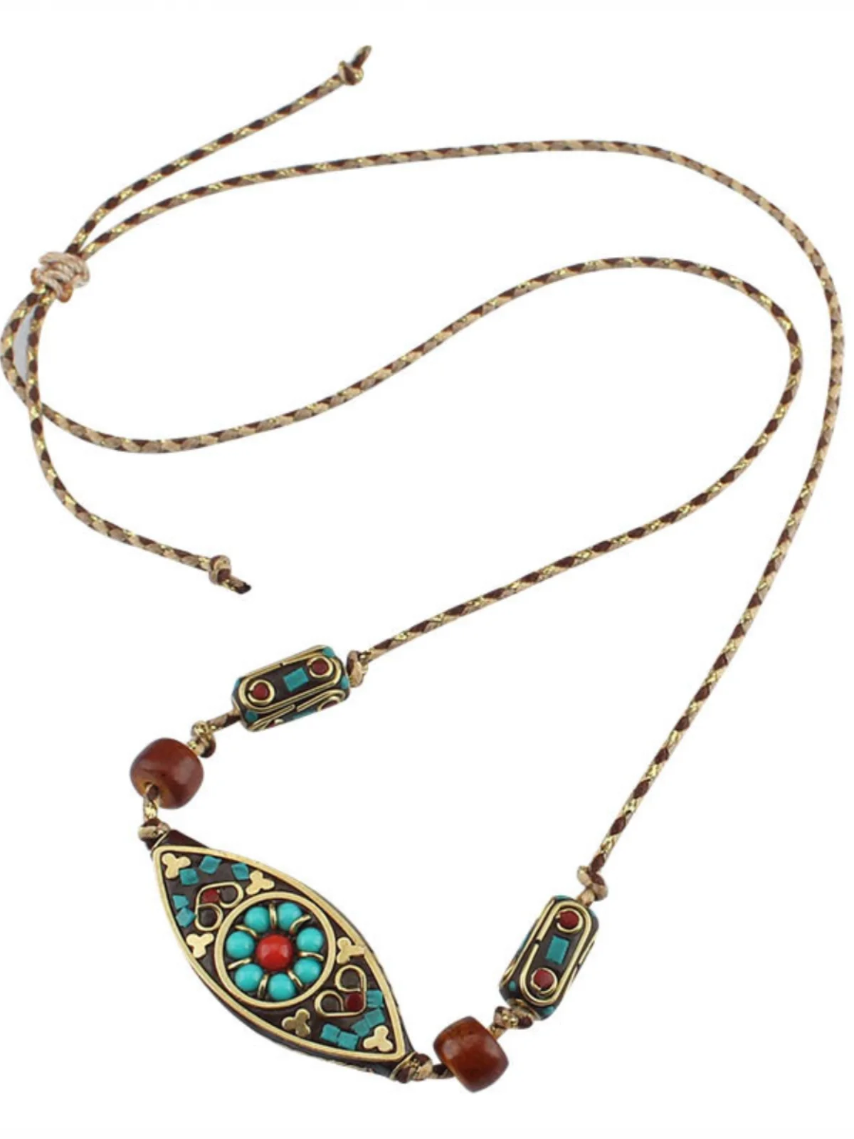 Netizen National Style Nepalese Buddha Eye Necklace Hand Twisted Rope Minimalist Cotton And Hemp Accessories Pendant Handmade Je