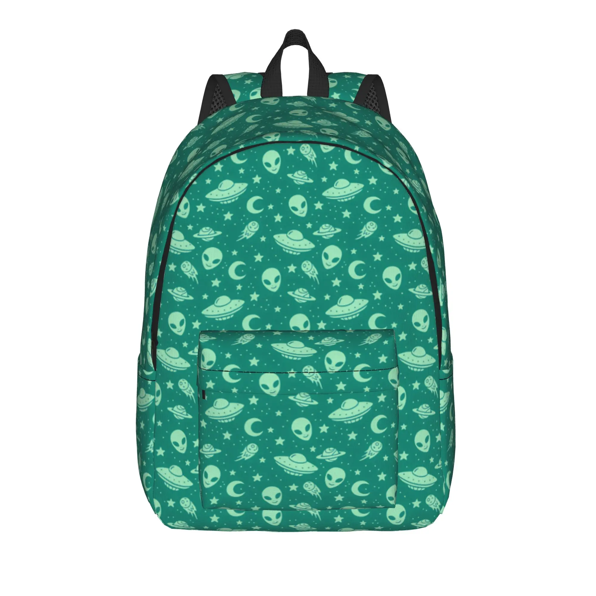Teal Seamless Pattern Alien UFO Moon Comet Star Space Repeat Wallpaper Backpack  Travel Backpacks Student High School Bags