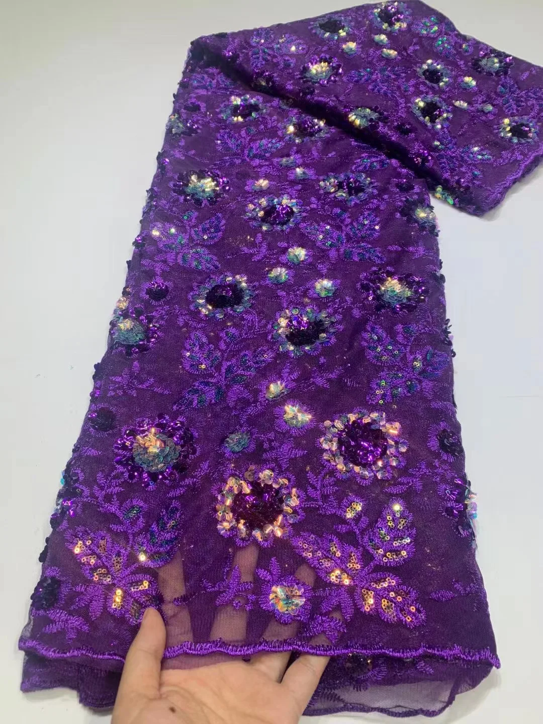 

African Milk Silk Mesh Lace with Sequins 2023 French Net Lace Fabric Sewing Embroidered Lace Tulle Nigerian Women Wedding Dress