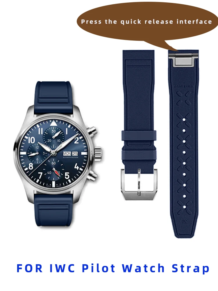Quick Release FKM Fluorine Rubber Watchband 20mm 21MM For IWC Strap Pilot Portofino/Mark x20 18 17 Watch Band 41mm Watch