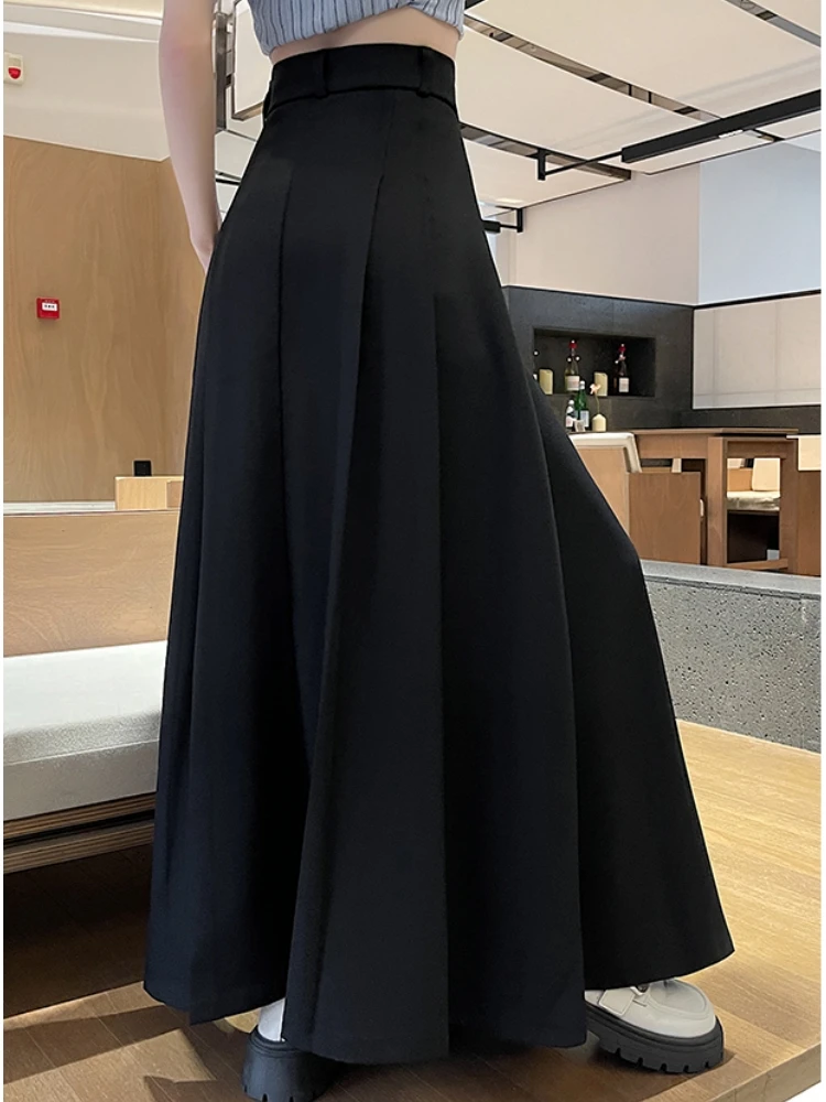 Qiukichonson 3XL Long Skirts Womens Floor-Length Maxi Skirts 2025 Spring Summer Suit Skirt Goth Lolita High Waist Pleated Skirts