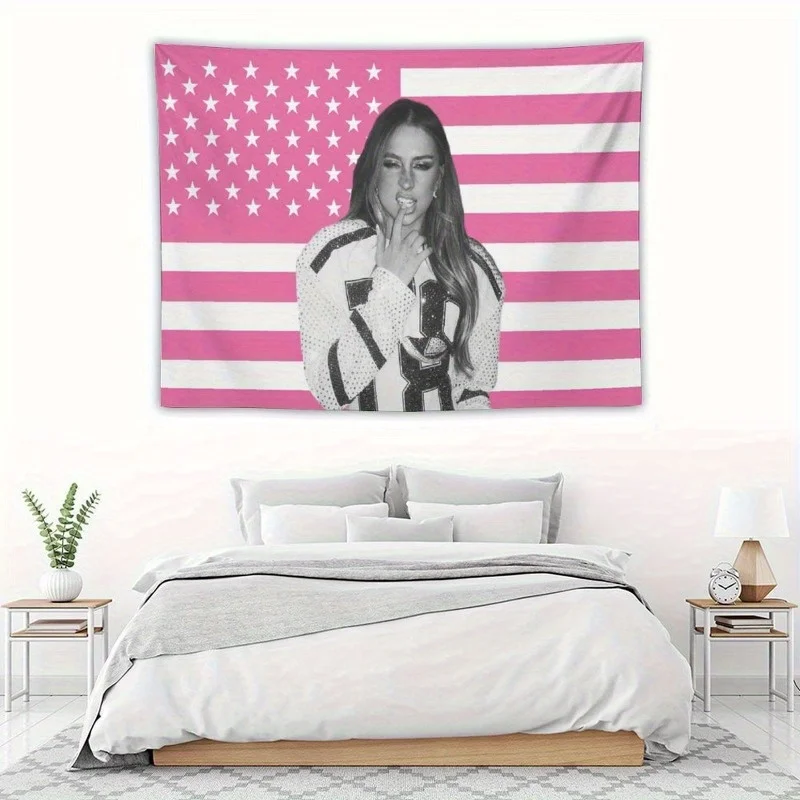 

1pc Pink & White American Flag Wall Hanging Tapestry Peach Light Beige Fabric Patriotic Home Decor for College Dorm