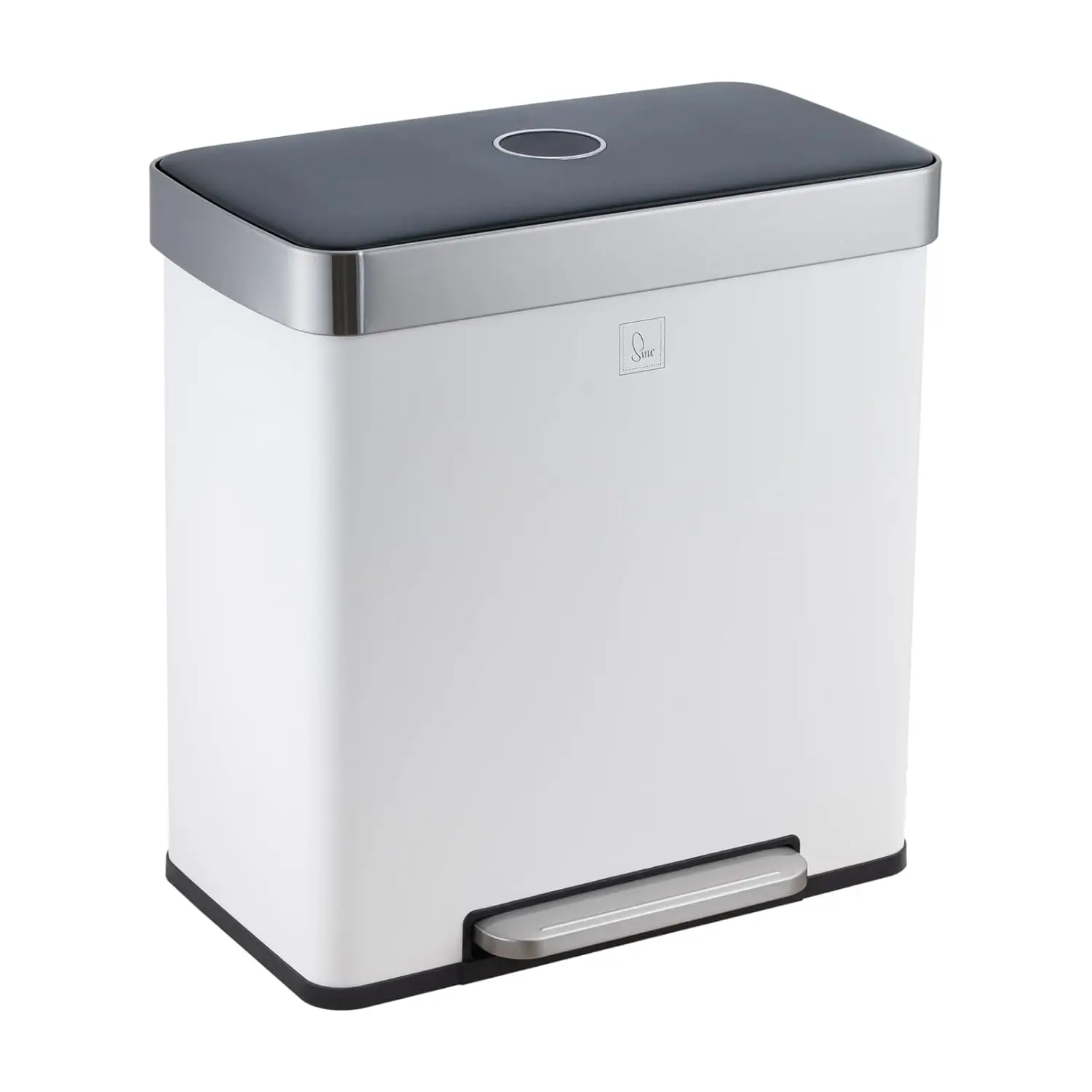 Mülleimer 60 Liter Treteimer Tretmülleimer Abfalleimer 2 Fächer je 30 Liter freistehend mit Deckel Softclose-Deckel