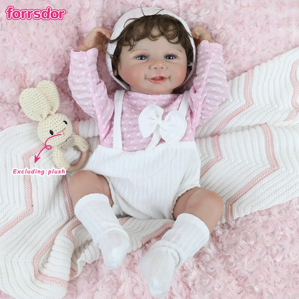 

19inch Reborn Baby Dolls Girl Vivienne Handmade High Quality Soft Vinyl Silicone Body Lifelike Rooted Hair Collectible Art Doll