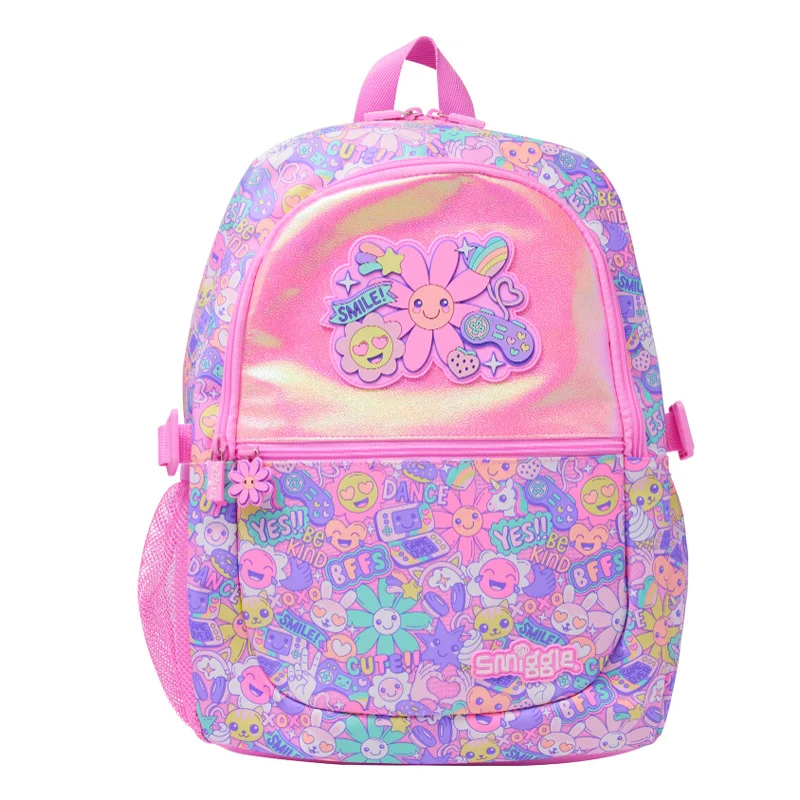 Australia Smiggle heiß verkaufter Original-Kinderrucksack, süßer Rucksack, Reisetasche, rosa Sonnenblume, große Schultasche, 40,6 cm