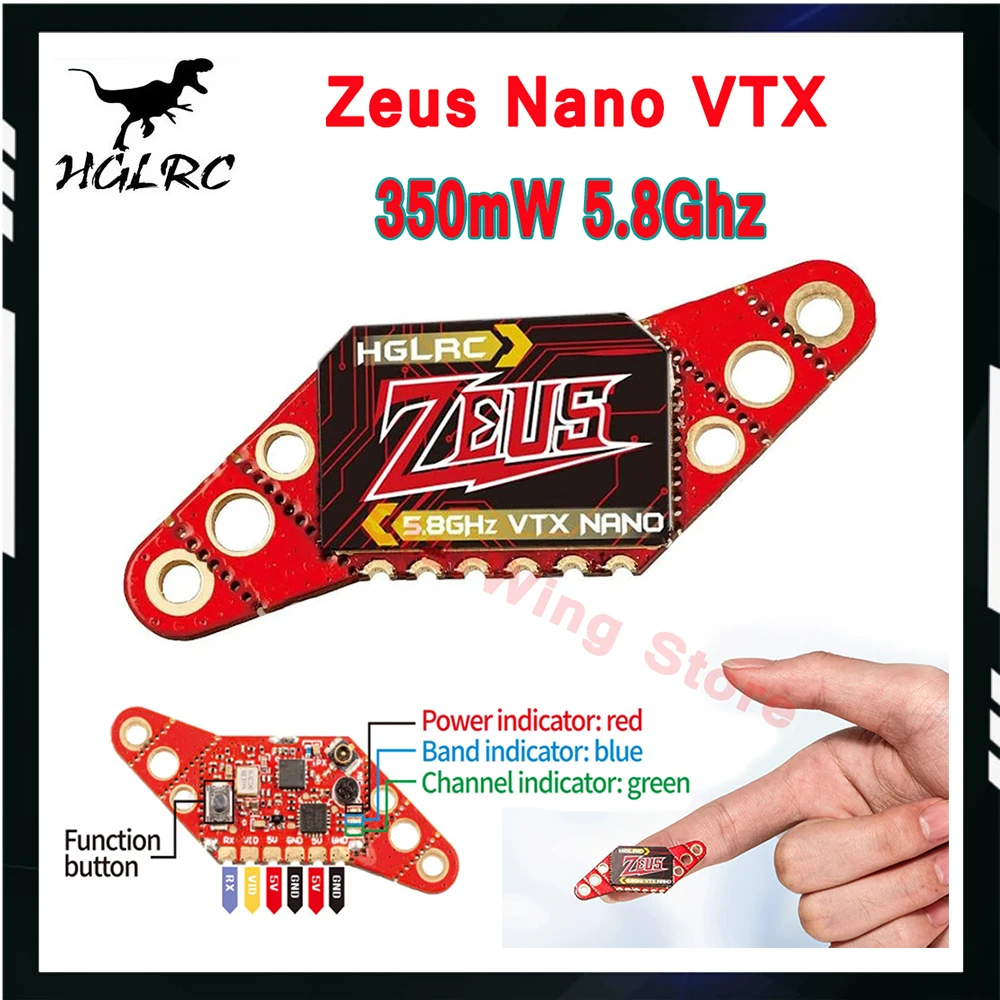 HGLRC Zeus Nano VTX 350mW 5.8Ghz 40C Image Transmission Built-in Microphone 16/20/25.5mm Hole For RC FPV Racing Drone