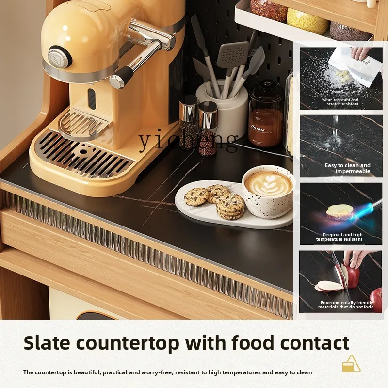 YFY solid wood dining side cabinet coffee cabinet small apartment high cabinet integrated living room against the wall