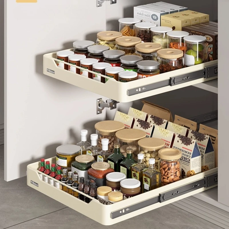 

Kitchen Under-Sink Pull-Out Organizer, Deep Cabinet Drawer Storage Rack with Large Capacity and Easy Nail-Free Installation
