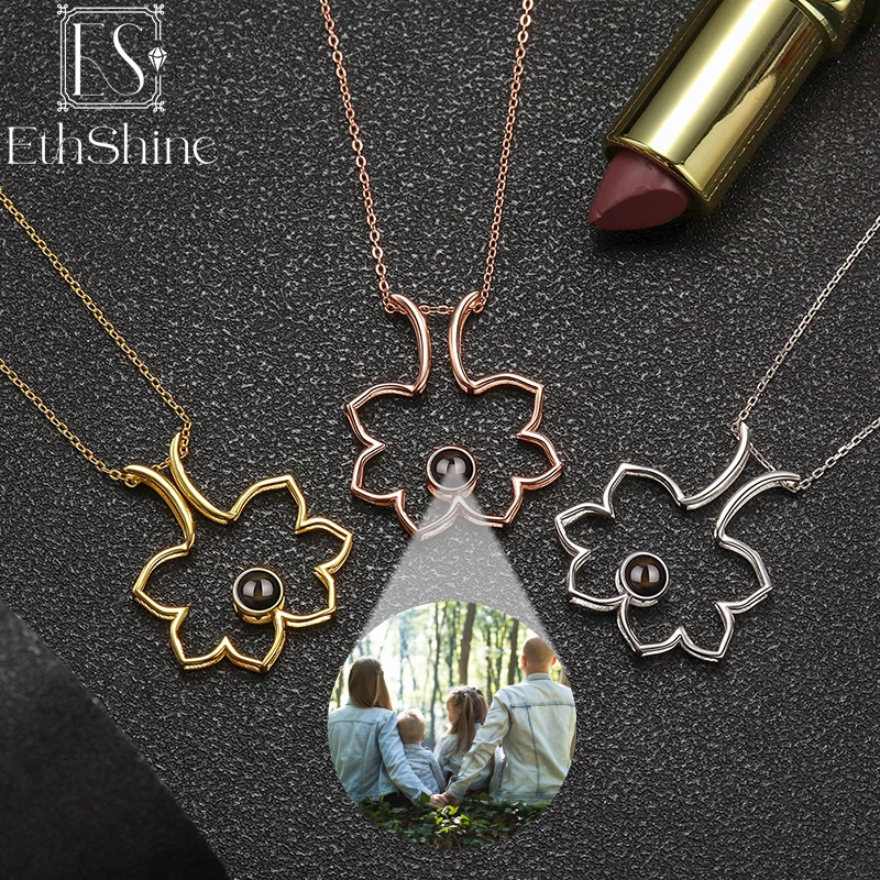 

Custom Photo Projection Photo Necklace for Women Tree Plants Pendant Necklace Friends Personalized Gift