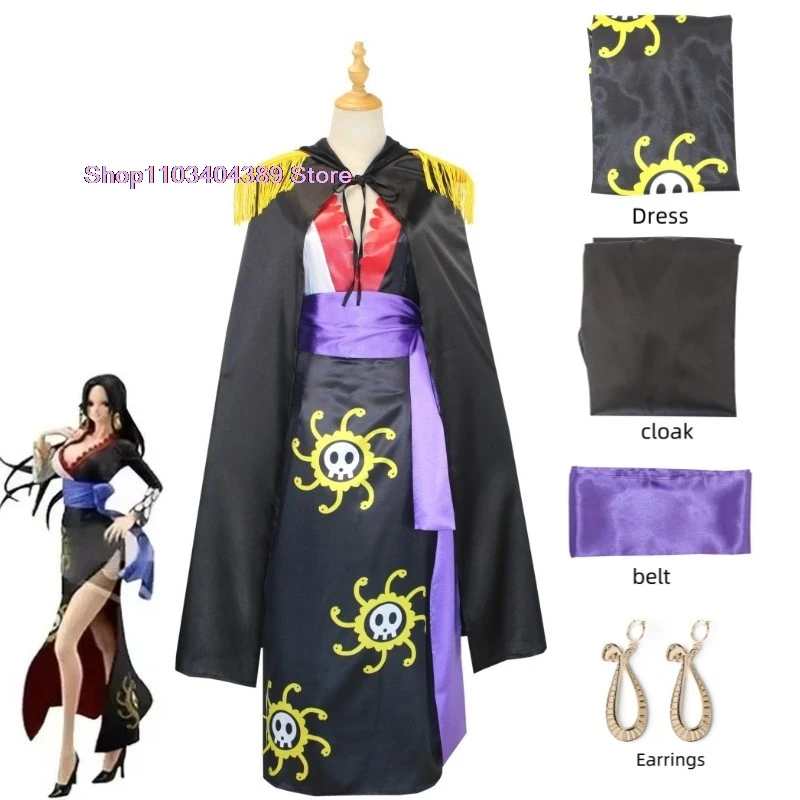 

Anime Boa Hancock Cosplay Costume Tops Skirt Accessories Suit Oka Shichibukai Female Emperor Role Play Cheongsam Halloween