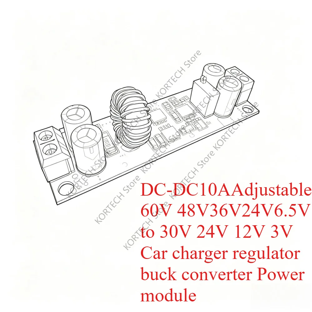 DC-DC 10A Adjustable 60V 48V 36V 24V 6.5V to 30V 24V 12V 3V Car charger regulator buck converter Power module