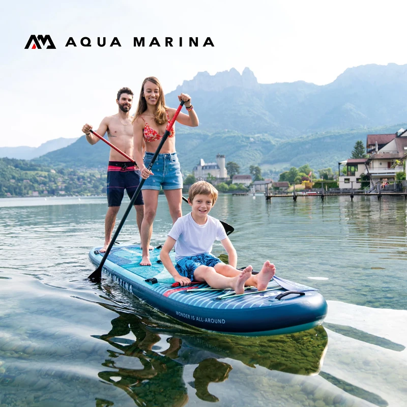 AQUA MARINA Multi Person Inflatable Surfboard Water Sports Paddle Board EVA Non Slip Footpad Integrated Rubber Grip Fin System