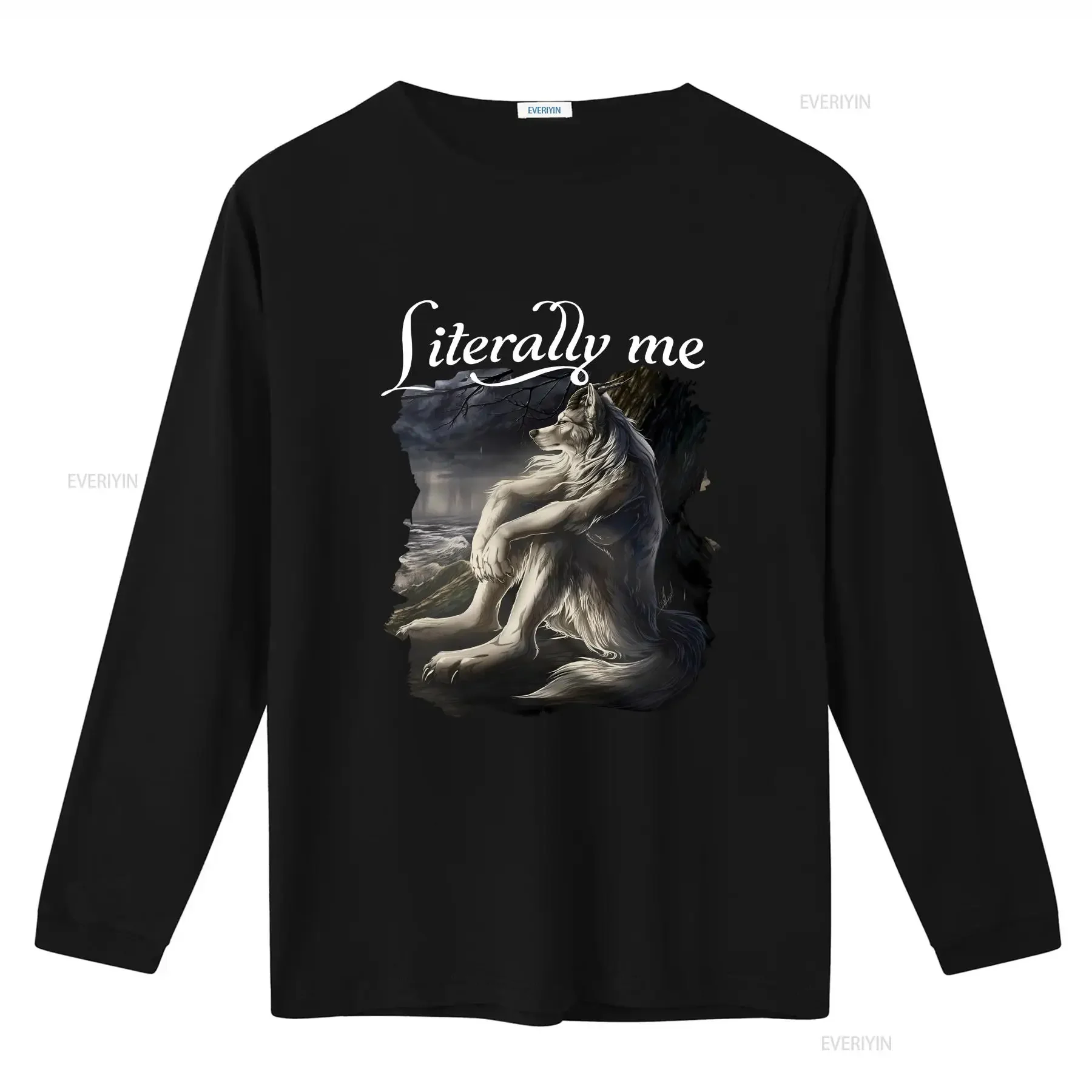 يجلس الذئب حرفيا لي مضحك ميمي لتي شيرت خمر غسلها تنوعا لينة امتدت الرسم الأعلى لارتداء اليومي #3