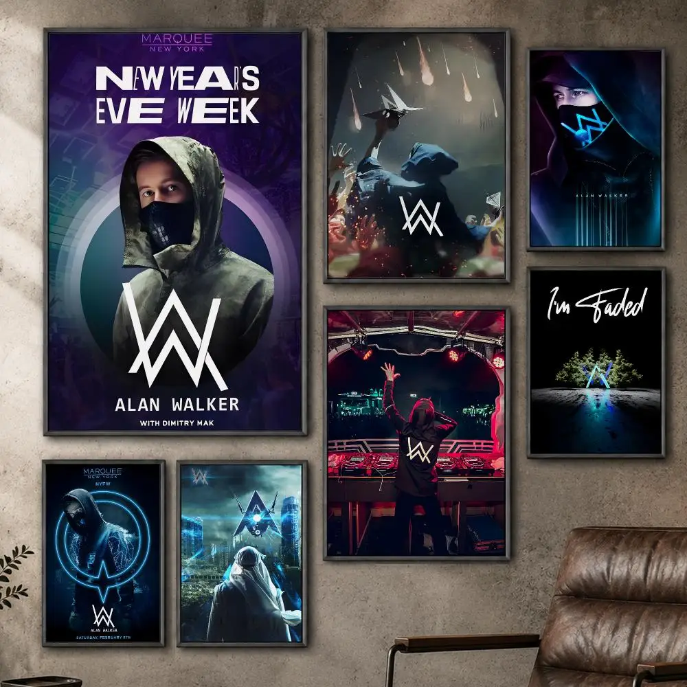Music Alan Walker EDM DJ Festival Poster  PP Self Adhesive Home Garage Dorm Bar Wall Decor Aesthetic Retro Gift