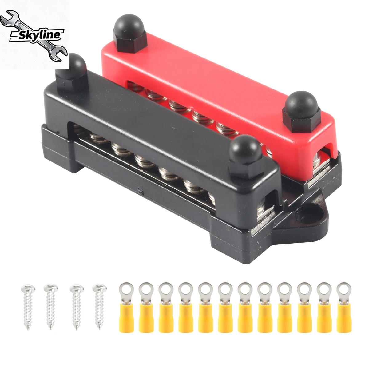 Max 300V AC/48V DC Negative/Positive Screw Terminal Power Distribution Block Battery Bus Bar for Car Trailer RV Boat Motorcycle