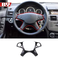 Car Styling For Mercedes Benz C Class W204 2007-2010 ABS Matte Black Steering Wheel Decoration Frame Sticker Car Accessories