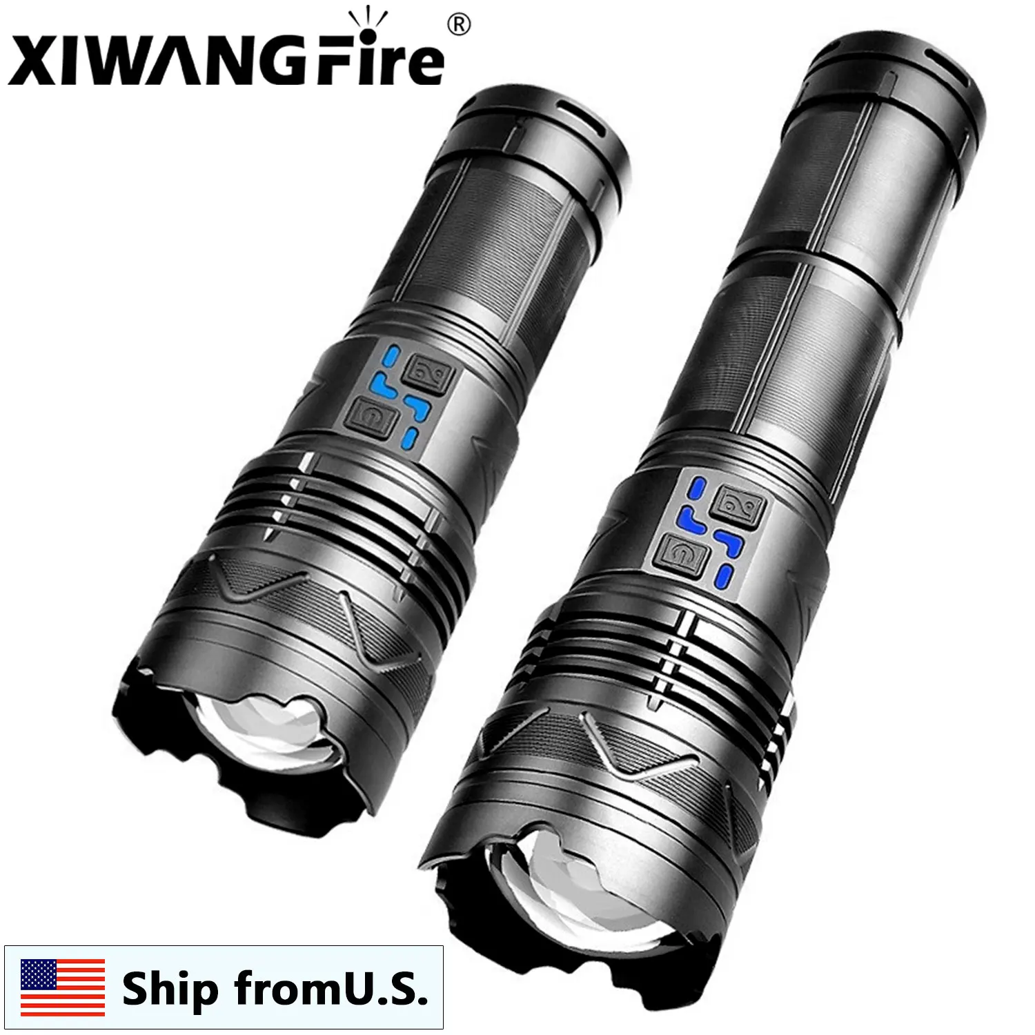 Rechargeable Flashlights High Lumens 1000M Long Distance, Two Keys 5 Modes, Super Bright LED Flashlight Long Lasting 15H