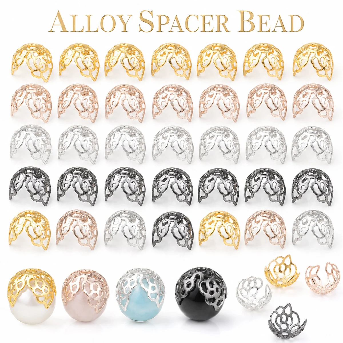 16mm 10pcs Zinc Alloy Rose Buds Assorted Colors Spacer Loose Beads For Jewelry Bracelets Necklace Making DIY Accessories