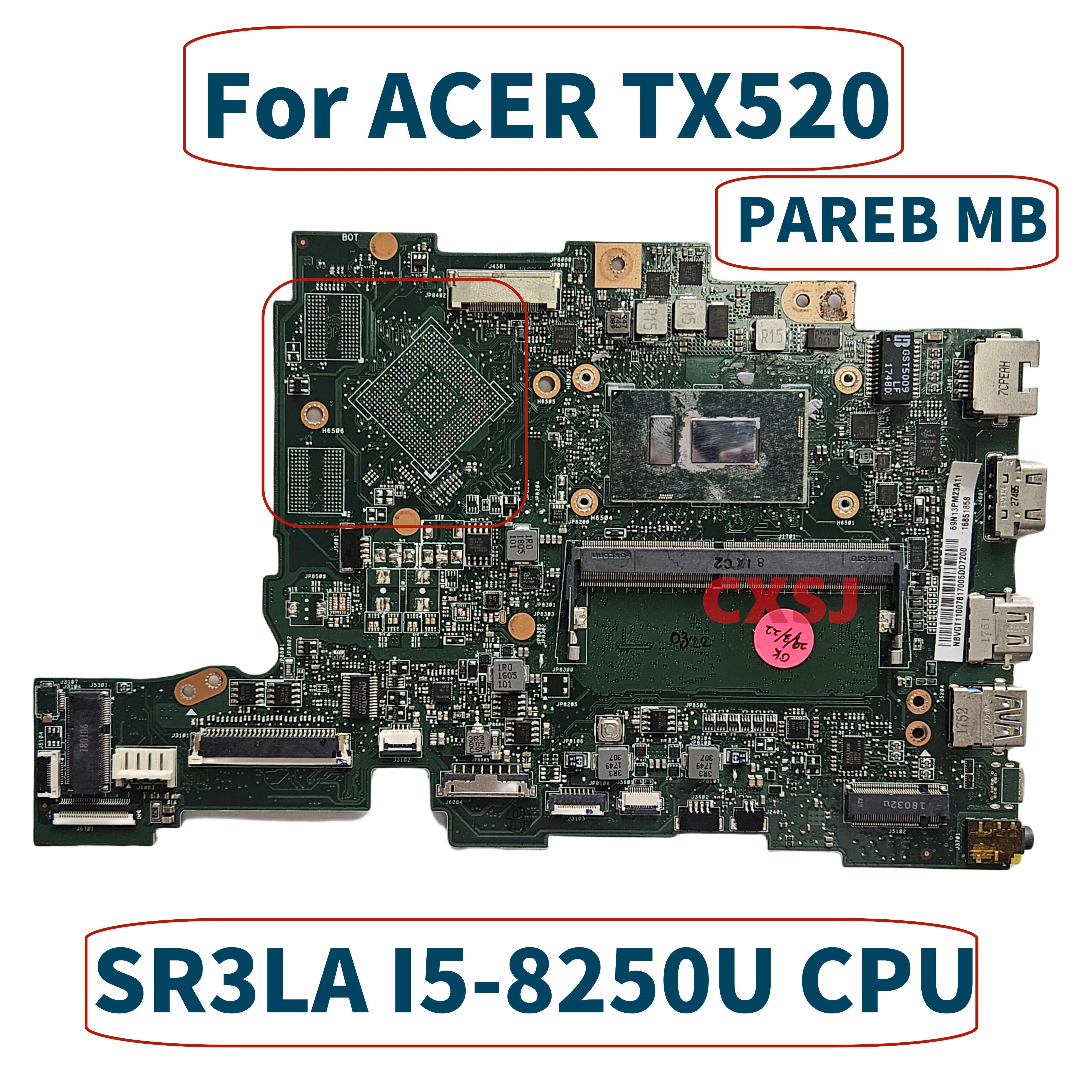 لوحة رئيسية للكمبيوتر المحمول ، اللوحة الأم لـ ACER TX520 ، SR3LA ، CPU ، ذاكرة رام 4G ، UMA تعمل بشكل جيد ، 8 لتر