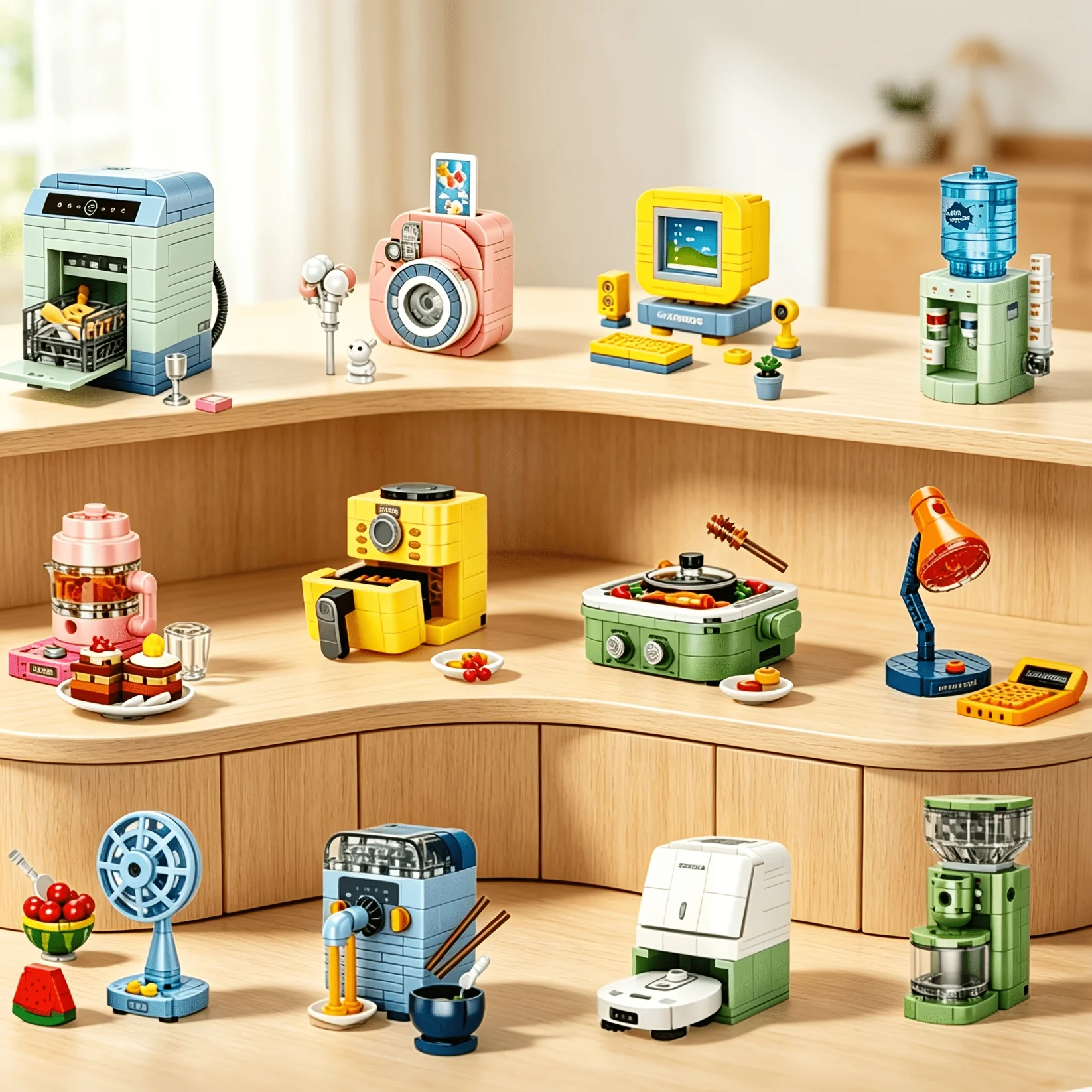 1 Random Style Creative Home Appliance Building Block Model, Realistic Design, Easy to Assemble, the Assembly Process Unlocks Classic Nostalgia, Suitable for Desktop Decoration in Homes, Rooms, and Offices, Made of High-Quality Abs Material, Durable and Aesthetically Pleasing, Suitable for Sharing, Entertainment, and Educational Games—Fun Building Block Toys, Bright Colors, Perfect for Birthdays, Halloween, Thanksgiving, and Christmas.
