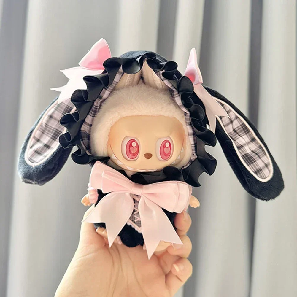 Voor 17 cm Labubu Kawaii Konijn onesie kleding hanger outfit babykleertjes leuke Schattige Poppen Decoratie Accessoires