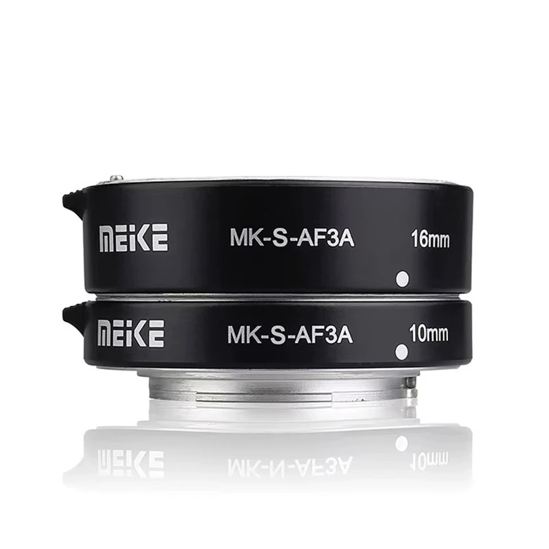 Meike MK-S-AF3A Metall Autofokus Makro-Verlängerungsrohr 10 mm 16 mm für Sony spiegellose A6300 A6000 A7 A7SII NEX E-Mount-Kamera