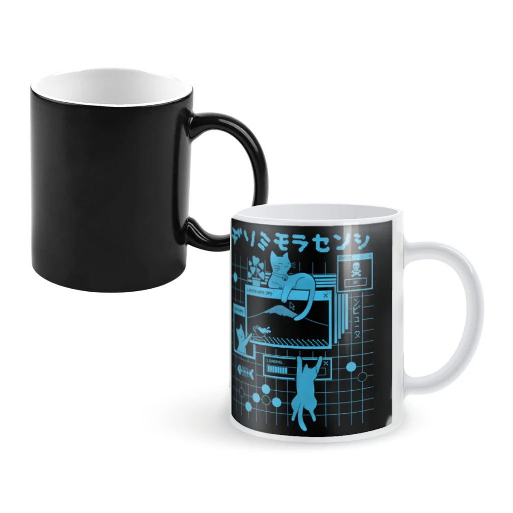 

Windows Cats BlueCoffee Mugs And Mug Creative Color Change Tea Cup Ceramic Milk Cups Novelty Gifts